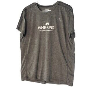 Nfs Adidas I AM SUPER DUPER califragilisticexpealidocious Gray 3 strip Tee Sz L